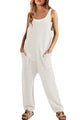 Arolora Sleeveless U Neck Dual Pocket Overalls