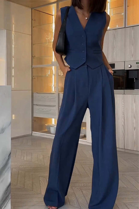Sleeveless Vest Top Long Pants Two-Piece Set