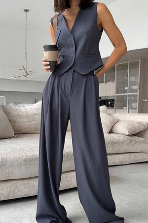Sleeveless Vest Top Long Pants Two-Piece Set