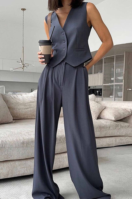 Sleeveless Vest Top Long Pants Two-Piece Set