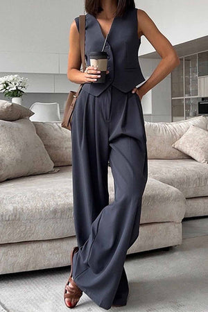 Sleeveless Vest Top Long Pants Two-Piece Set