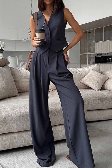 Sleeveless Vest Top Long Pants Two-Piece Set