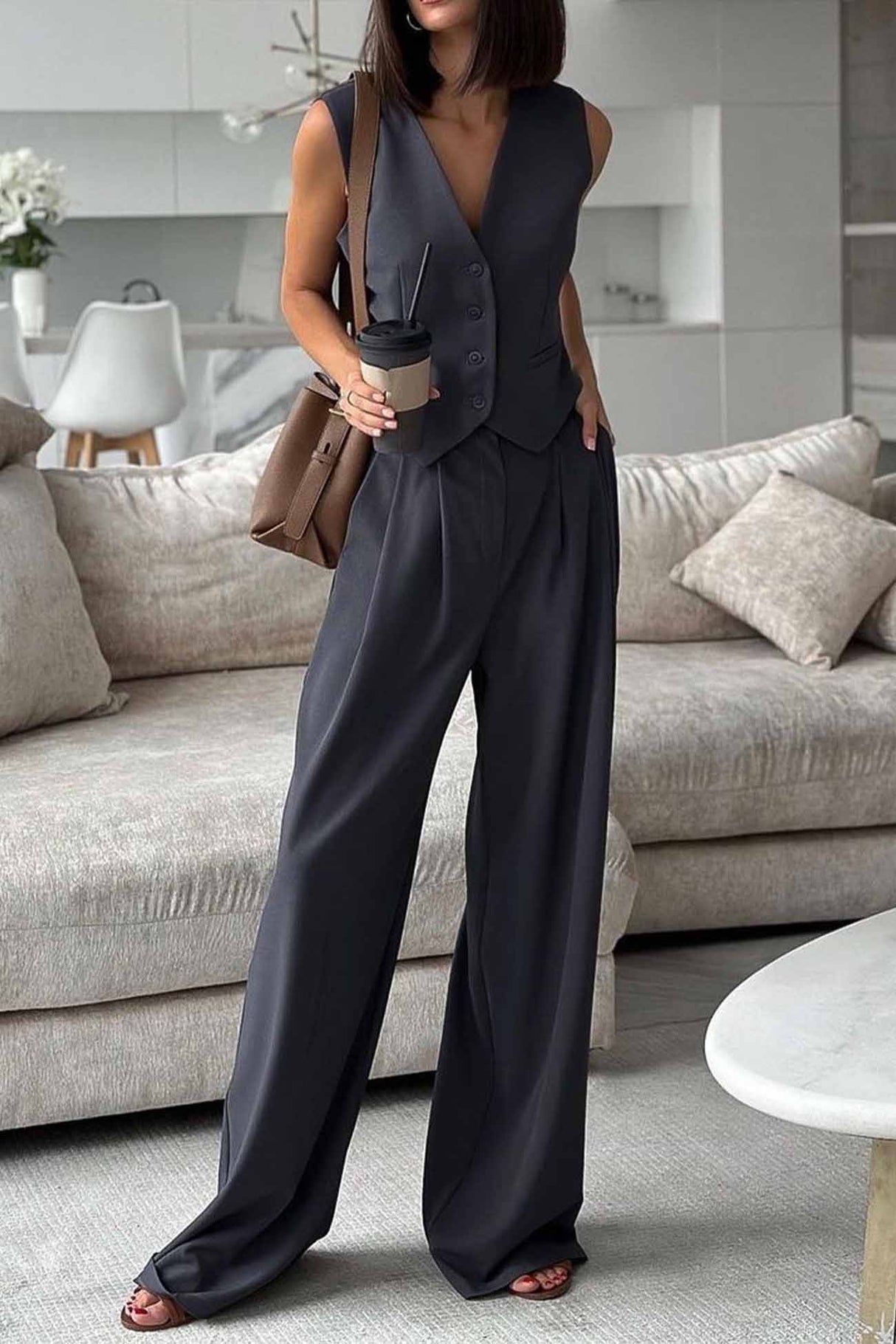 Sleeveless Vest Top Long Pants Two-Piece Set