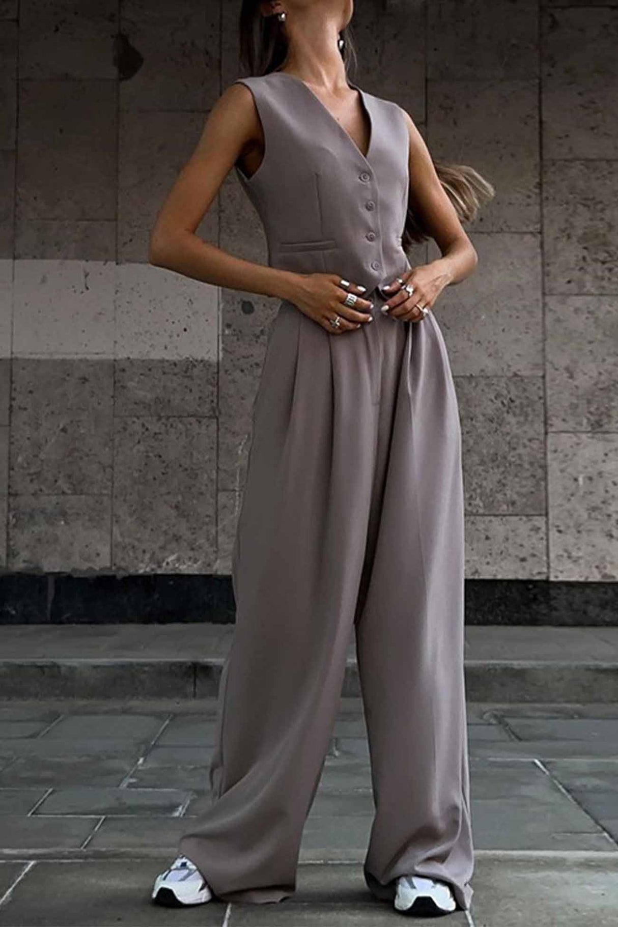 Sleeveless Vest Top Long Pants Two-Piece Set