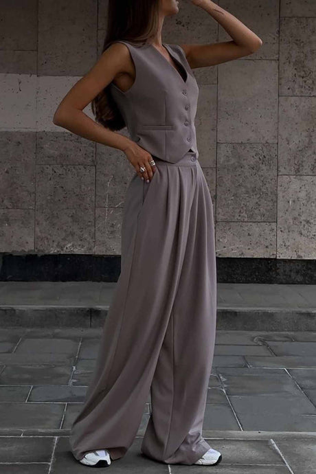 Sleeveless Vest Top Long Pants Two-Piece Set
