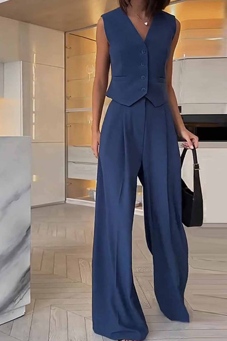 Sleeveless Vest Top Long Pants Two-Piece Set