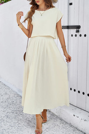 Slit Crop Top Ruched Midi Skirt Suits