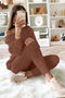 Sloping Shoulder Cable Knit Pants Set