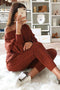 Sloping Shoulder Cable Knit Pants Set