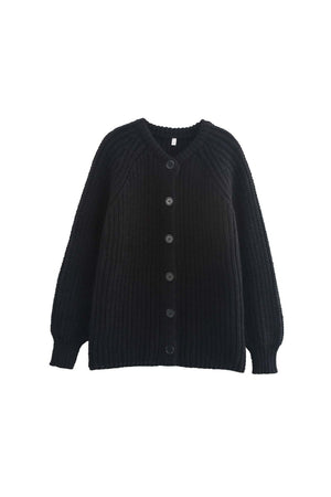 Arolora solid-color-botton-down-cardigan