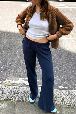 Arolora solid-color-botton-down-cardigan