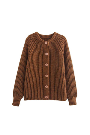 Arolora solid-color-botton-down-cardigan