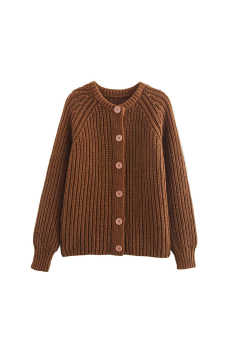 Arolora solid-color-botton-down-cardigan