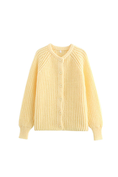 Arolora solid-color-botton-down-cardigan