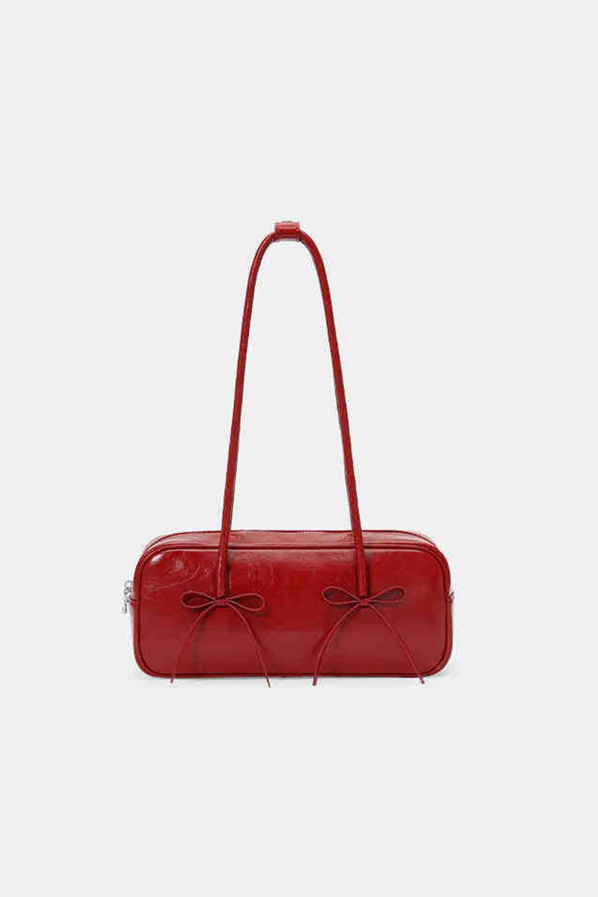 Solid Color Bow-tied Top-handle Bag