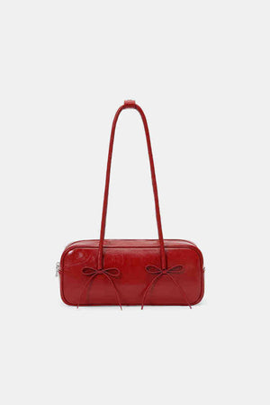Solid Color Bow-tied Top-handle Bag