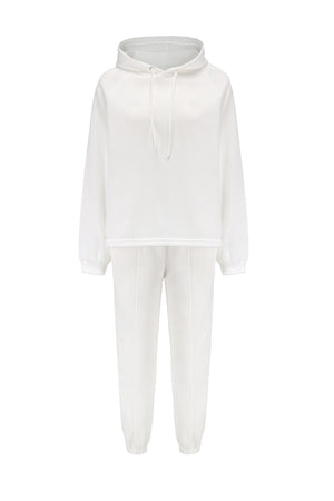 Solid Color Crop Hoodie Suits