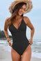 Arolora Solid Color Front Knot One-Piece Swimsuit