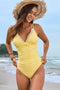 Arolora Solid Color Front Knot One-Piece Swimsuit