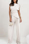 Arolora Solid Color Irregular Vest Pants Set