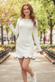 Solid Color Long Sleeve Ruffled Bodycon Dress