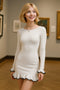 Solid Color Long Sleeve Ruffled Bodycon Dress