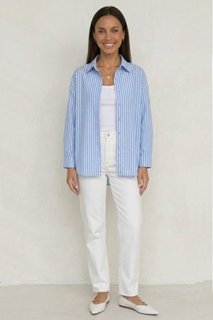 Solid Color Long Sleeve Striped Shirts