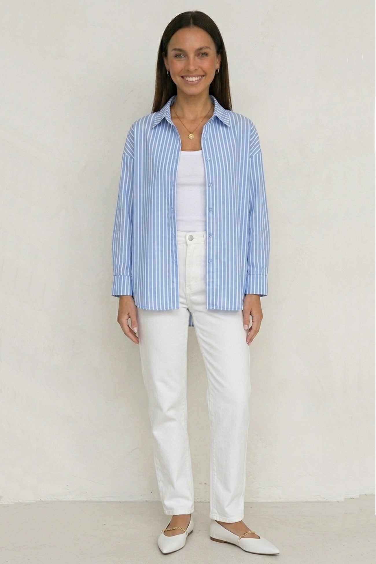 Solid Color Long Sleeve Striped Shirts
