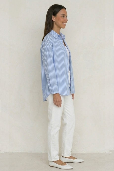Solid Color Long Sleeve Striped Shirts