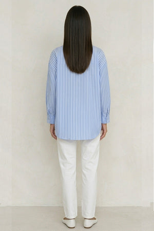 Solid Color Long Sleeve Striped Shirts