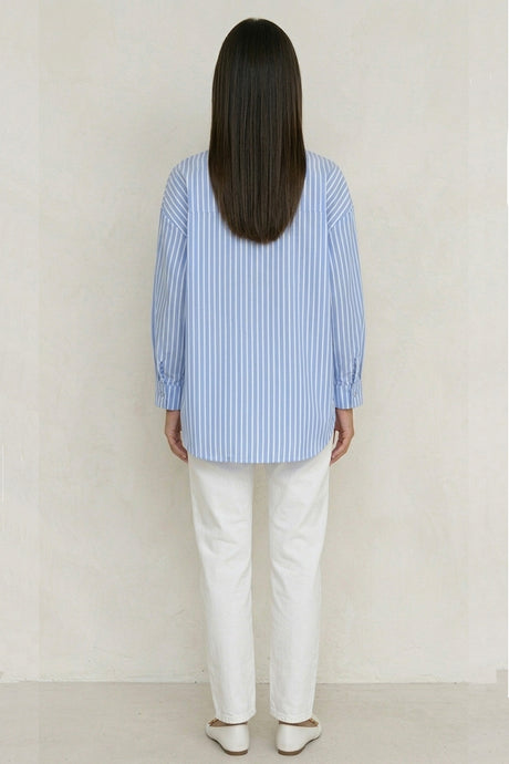 Solid Color Long Sleeve Striped Shirts