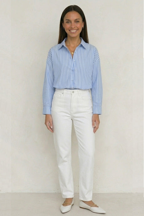 Solid Color Long Sleeve Striped Shirts