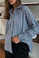 Solid Color Long Sleeve Striped Shirts