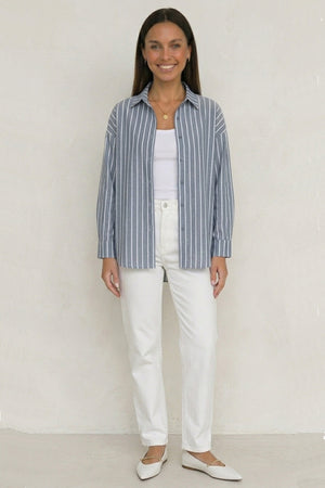 Solid Color Long Sleeve Striped Shirts