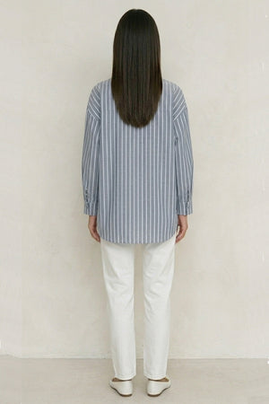 Solid Color Long Sleeve Striped Shirts