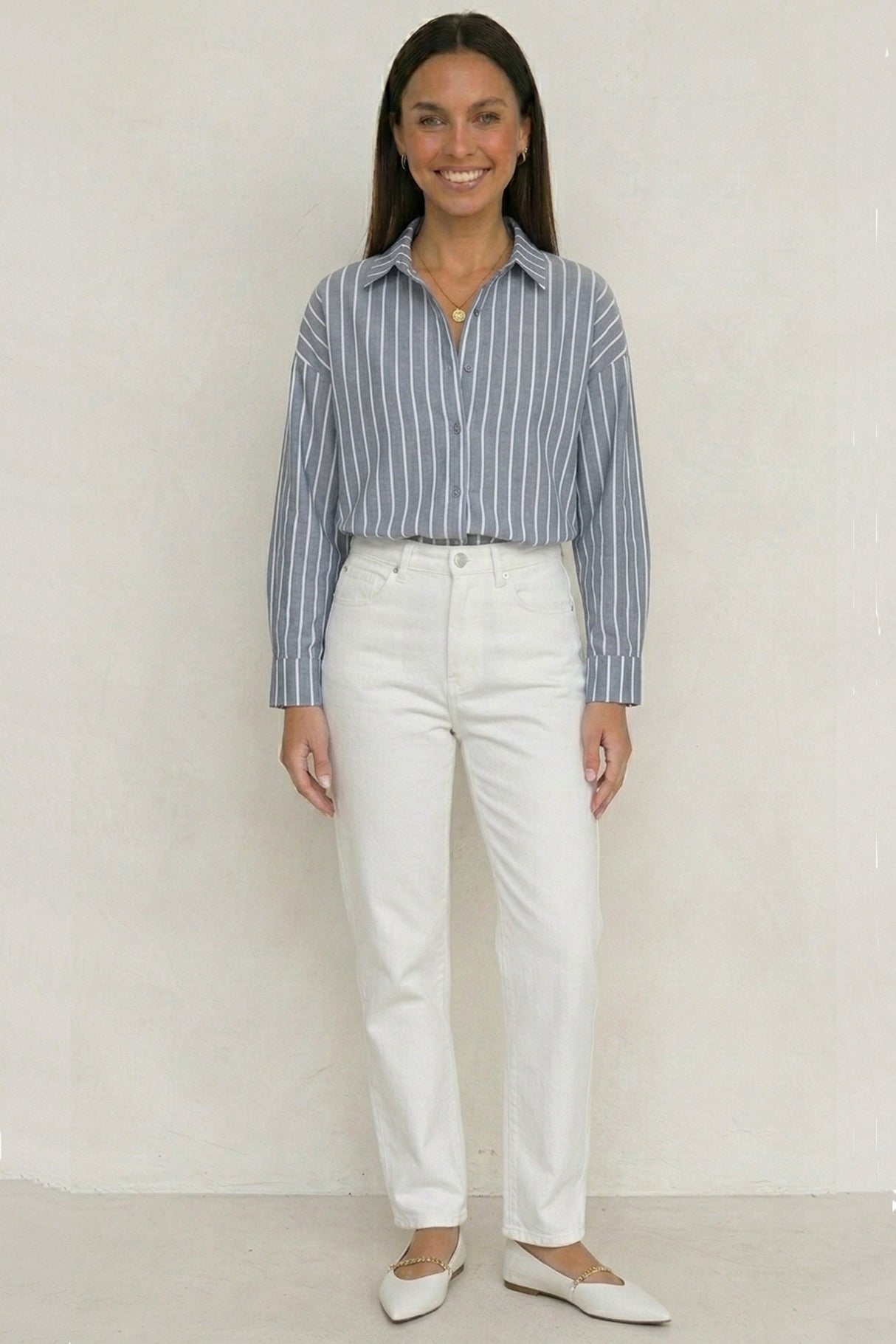 Solid Color Long Sleeve Striped Shirts