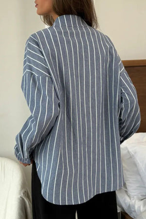 Solid Color Long Sleeve Striped Shirts