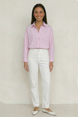 Solid Color Long Sleeve Striped Shirts
