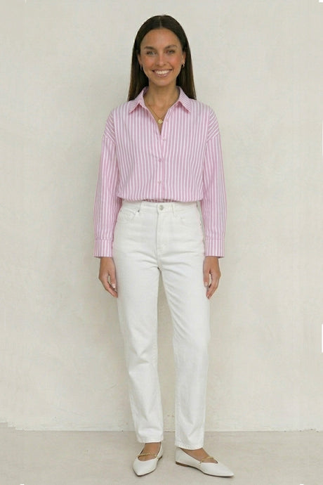 Solid Color Long Sleeve Striped Shirts