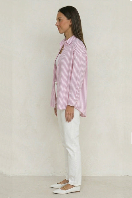 Solid Color Long Sleeve Striped Shirts