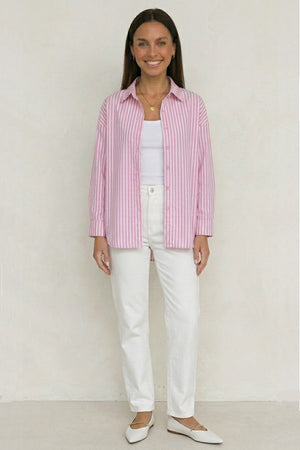 Solid Color Long Sleeve Striped Shirts