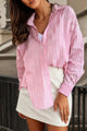 Solid Color Long Sleeve Striped Shirts