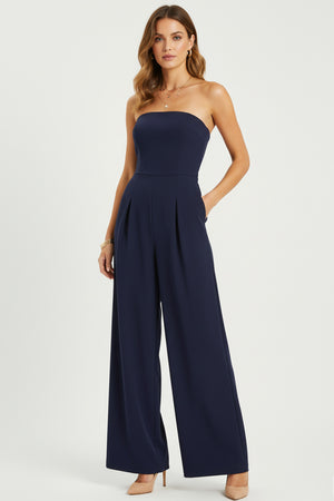 Solid Color Off shoulder Ruched Jumpsuit