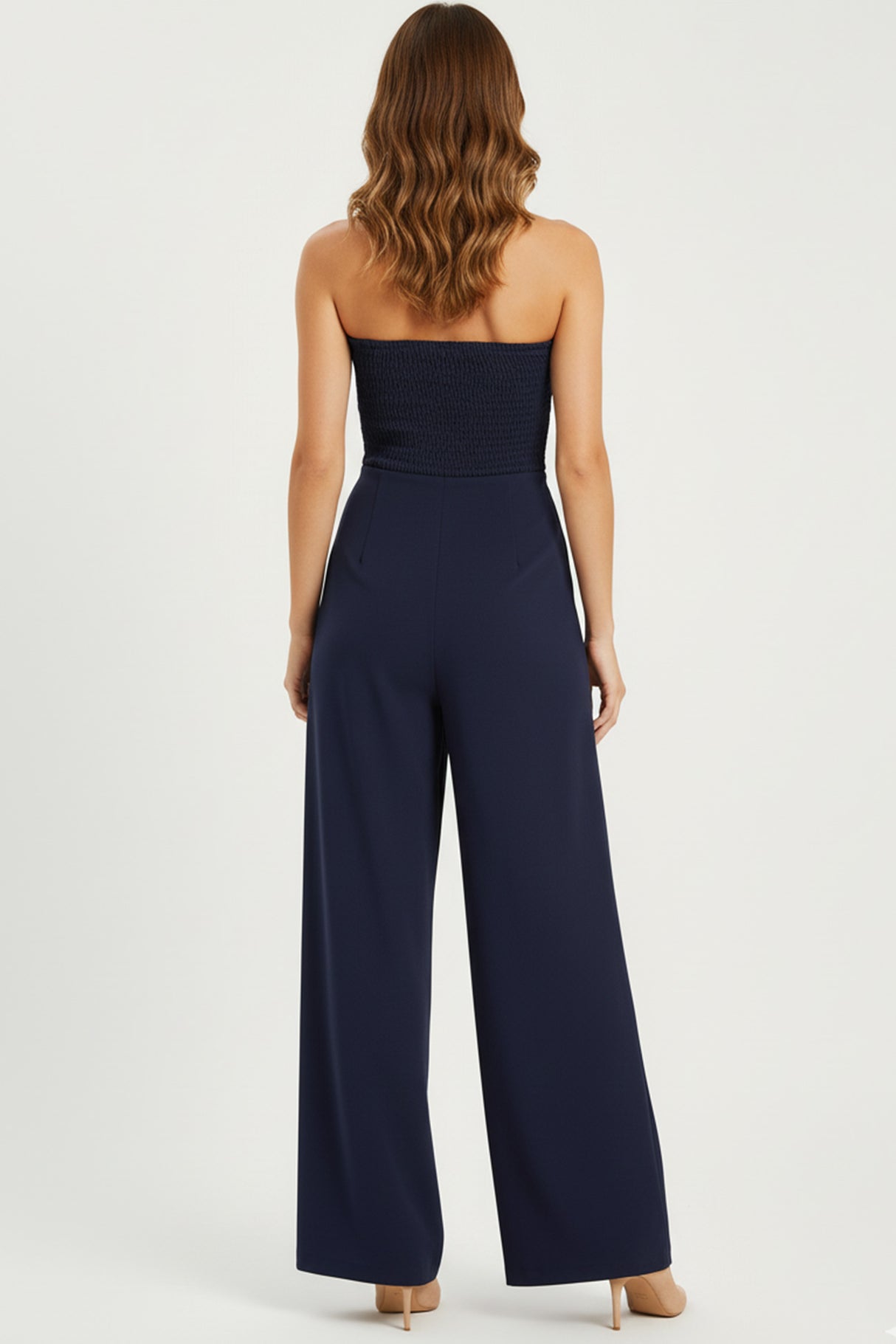 Solid Color Off shoulder Ruched Jumpsuit