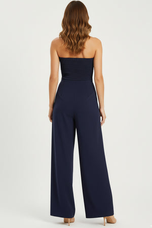 Solid Color Off shoulder Ruched Jumpsuit