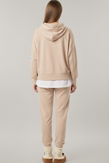 Solid Color Patchwork Hoodie Pants Outfit Sets