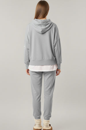 Solid Color Patchwork Hoodie Pants Outfit Sets