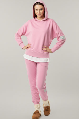 Solid Color Patchwork Hoodie Pants Outfit Sets