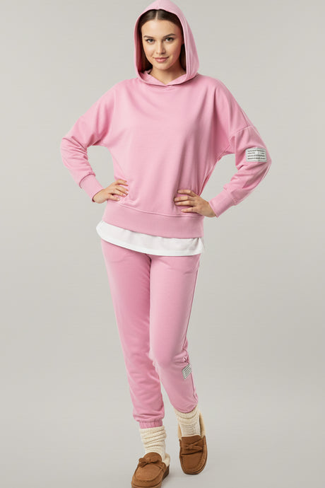 Solid Color Patchwork Hoodie Pants Outfit Sets