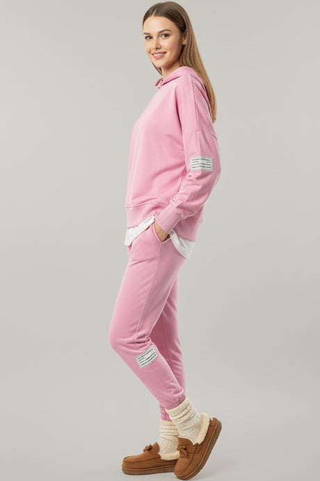 Solid Color Patchwork Hoodie Pants Outfit Sets